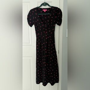 Betsey Johnson Cherry Print Black Dress - XS